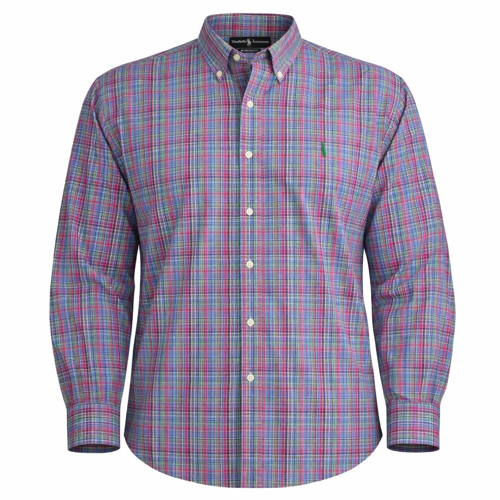 Polo Ralph Lauren Classic Fit Plaid Shirt XL 17.5 Green Pony Cotton Button Down